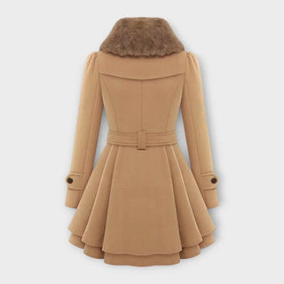 Emma - Elegantný Kabát s Umelým Kožuchom